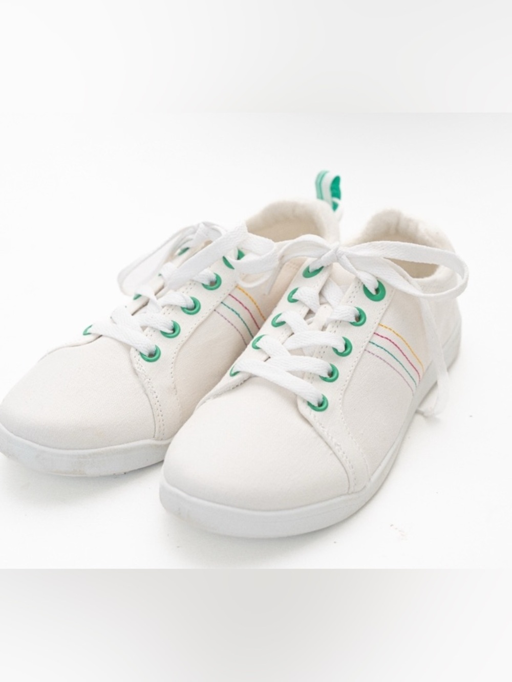 Vionic Beach NWT Stinson White Canvas Striped Sneakers Women's Size 9 - Picture 3 of 6